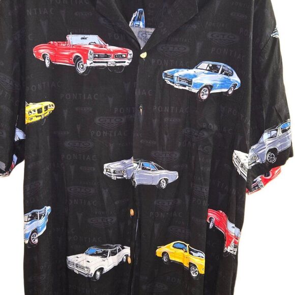 Paradise Found Vintage Car Men's Black Button Down Shirt XL - Picture 2 of 5